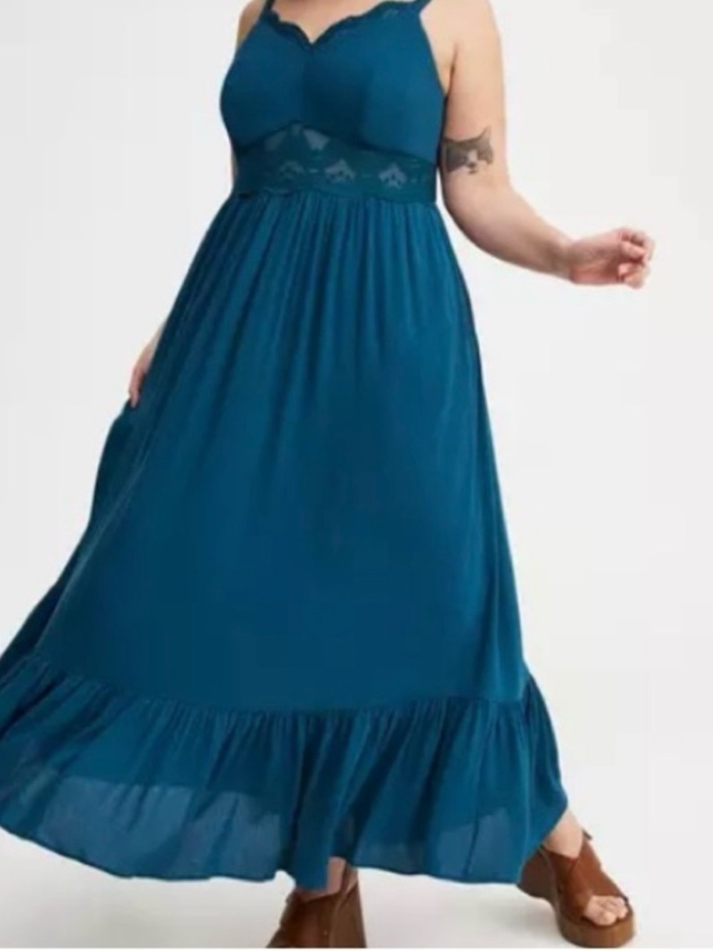 NWT Torrid Legion Blue Washable Gauze Lace Inset Maxi Dress - Size 2 / 2X